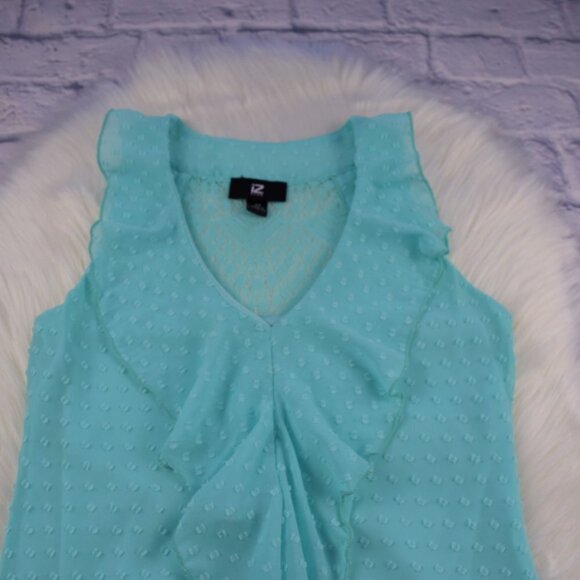 π°3/$25 IZ Byer Ruffle Neckline Mint Top Blouse - Picture 4 of 9